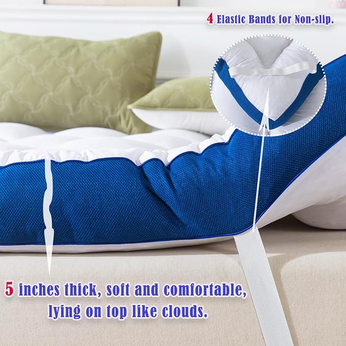 WhatsBedding 4 Inch Memory Foam Full Size Mattress Topper for Back Pain