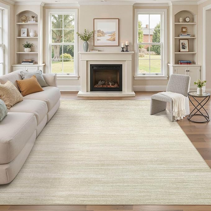 UERMEI 6x9 Washable Area Rug - Neutral Modern Abstract Living Room Rugs, Non-Slip Soft Large Indoor Floor Carpet for Bedroom Home Office & Under Dining Table Decor, Brown/Beige