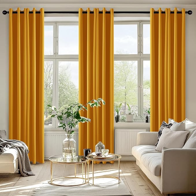 MIULEE Blackout Curtains for Bedroom 2 Panel 40x84 Inch Long Mustard Yellow | Thermal Insulated, Living Room Darkening Grommet Drapes, Noise Reducing, Light Blocking Window Treatments