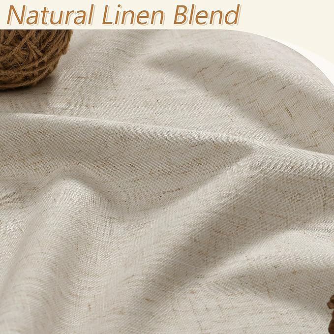 100% Blackout Linen Curtains for Bedroom 84 inches Long, Thermal Insulated Room Darkening Black Out Drapes for Living Room, Back Tab Rod Pocket 2 Panels Set,Taupe Burlywood,52x84
