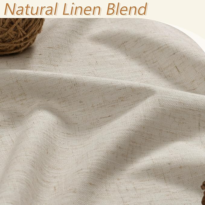 Extra Long 100% Blackout Linen Curtains for Bedroom 108 inches Long, Thermal Insulated Room Darkening Black Out Drapes for Living Room, Back Tab Rod Pocket 2 Panels Set,Taupe Burlywood,52x108