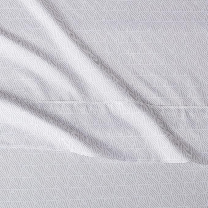 Amazon Basics Lightweight Super Soft Easy Care Breathable Wrinkle Resistant Brushed Microfiber 3 Piece Bed Sheet Set with 14-Inch Deep Pockets, Twin, Gray Crosshatch, Printed