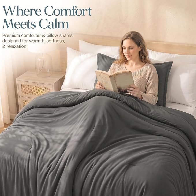 Utopia Bedding 2 Pc Twin Comforter Set, All Season Bedding, Grey | Bedding Set Includes Comforter (64x88) Inches, 1 Sham (20x26) Inches. Soft Microfiber Down Alternative, Machine Washable.