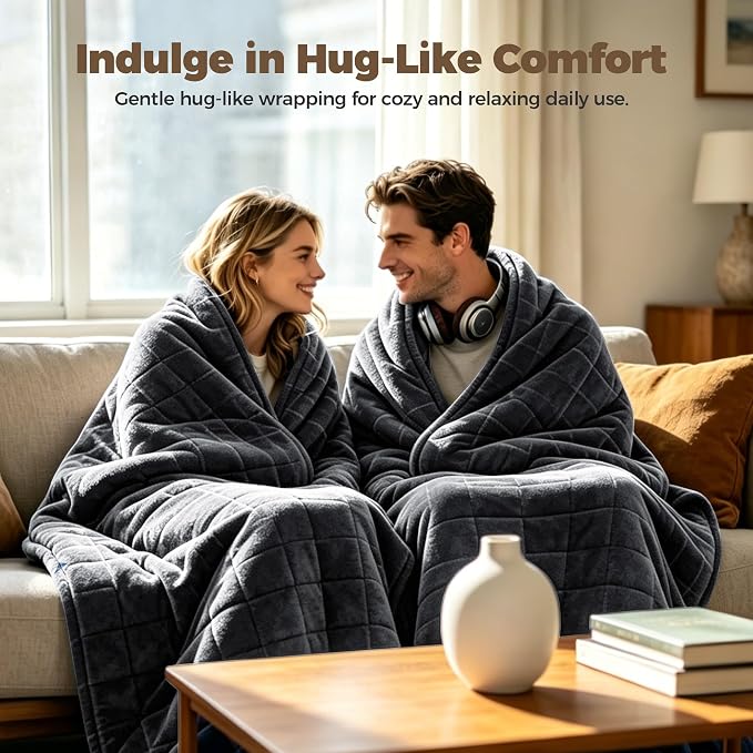 Weighted Blanket 17 lbs, Soft Crystal Velvet, Queen Dark Grey | 60 x 80 Inches,Heavy Blanket, Premium Glass Beads,For Bed Sofa,For Adults