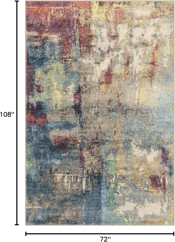 Lahome Modern Abstract Area Rug 6x9 Rugs for Living Room, Washable Bedroom Rug Aesthetic Low Pile Non Slip, Red Soft Indoor Contemporary Carpet for Dining Room Table Apartment