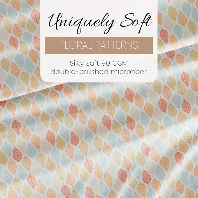 Linen Market Double-Brushed Patterned Microfiber Twin Sheet Set 3 Piece – Oeko-TEX Certified Ultra Soft & Wrinkle-Free - 16" Deep Pocket Sheets - Easy Care Twin Size - Fall Foliage Yellow