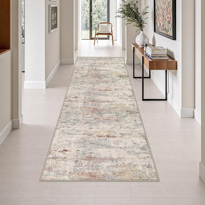 3x10 Washable Runner Rug：Modern Abstract Kitchen Soft Carpet Taupe | For Hallway, Bedroom, Kitchen, Laundry, Bathroom,Door Mat,Modern Abstract,Machine washable,Non-Slip,Stain Resistant,Indoor