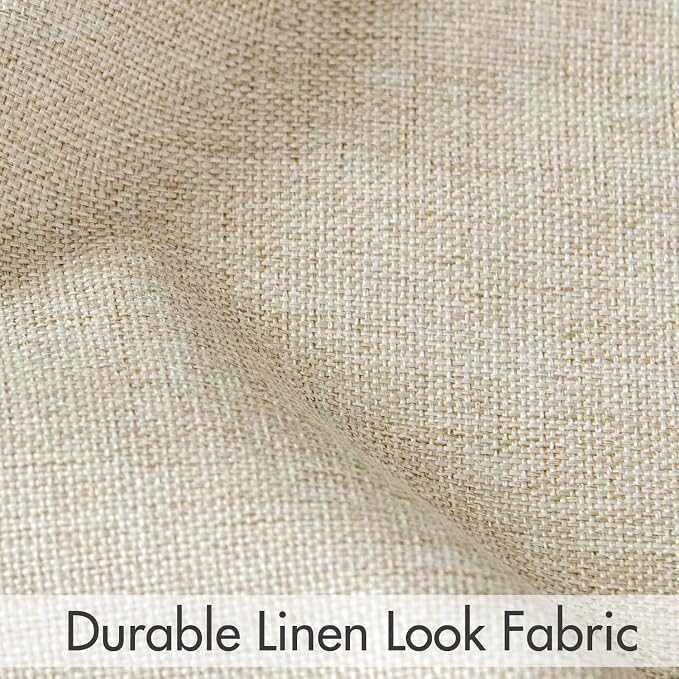 MIULEE 100% Blackout Curtains Linen Curtains & Drapes 84 Inch Cream Beige | 2 Panels, Full Black Out, Thermal Insulated, Room Darkening Window Curtains for Bedroom Living Room , Back Tab & Rod Pocket