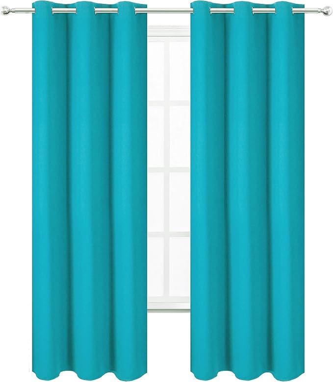 Teal Thermal Blackout Curtains/42 x 95 Inch/Set of 2 Panels Room Darkening Curtains for Bedroom