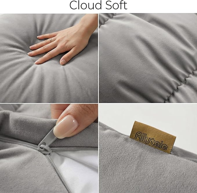 Pat. Pend. Full Body Pillow for Adults, 59 Inch, Zinc Gray | Segmented side sleeper pillow with a removable, washable soft velvet cover; long bed pillow for comfortable everyday use.