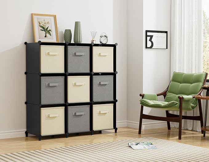 HOMIDEC Closet Organizers and Storage, 9 Cube Storage Organizer, Black | Portable Closet Organizer, Storage Cubes Shelves, for Bedroom, Kids Room, Bathroom, Wardrobe, Clothes Rack