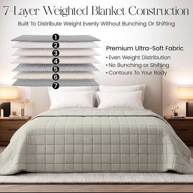 HomeSmart Weighted Blanket King Size 40lb, Ultra Soft Fabric, Heavy Blanket | Fits King and Californa King Beds, Evenly Distributed Weight For Balanced Comfort, Breathable Fabric, Machine Washable