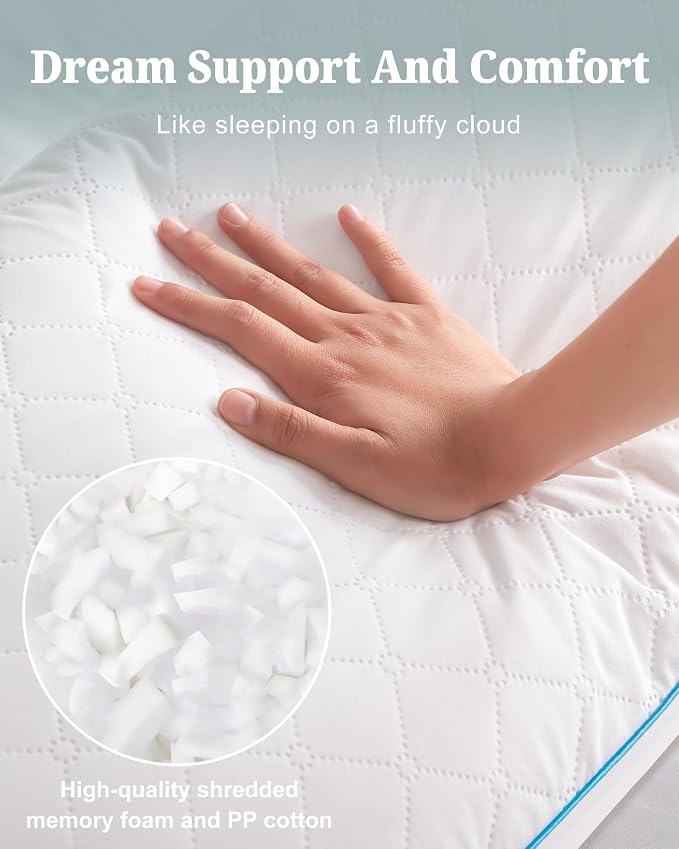 YZ HOME Long Body Pillow for Adults,Firm Body Pillow Shredded Memory Foam | Adjustable Height,Support for Side Sleeper & Pregnant Women(White,20x54 Inch)