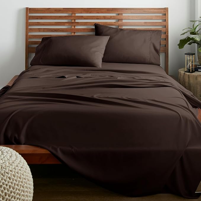 American Home Collection Twin XL Sheet Set - Ultra-Soft Microfiber 15-Inch Deep Pocket - College Dorm Bed Sheets, Wrinkle Free (Brown)