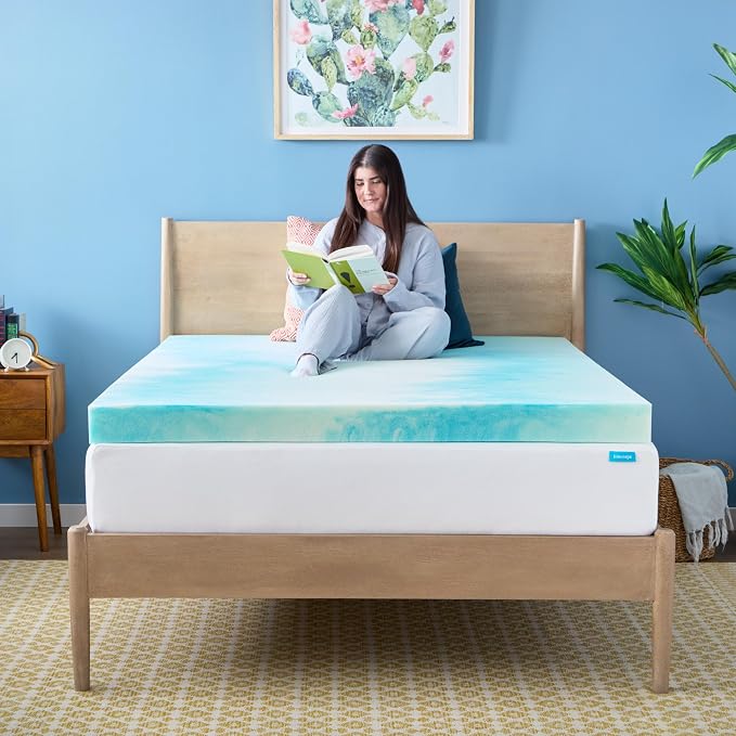 Linenspa 4 Inch Swirl Gel Memory Foam Mattress Topper, King Size – Cooling Gel Infused, Ventilation Holes – Pressure Relieving Bed Topper – CertiPUR Certified