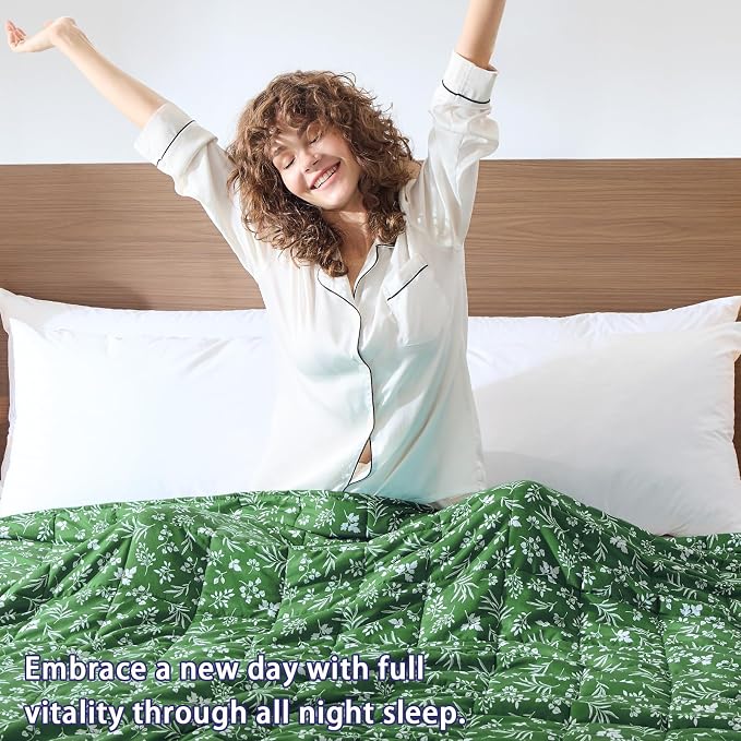 yescool Weighted Blanket for Adults (20 lbs, 60” x 80”, Forest) Cooling Heavy Blanket for Sleeping Perfect for 190-210 lbs, Queen Size Breathable Blanket with Premium Glass Bead, Machine Washable