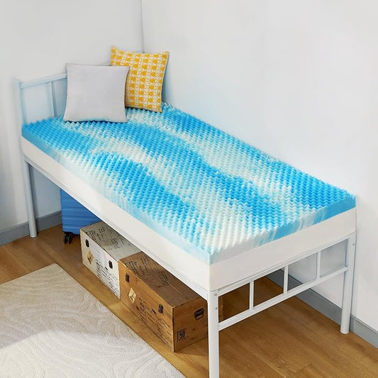 SINWEEK 3 Inch Egg Crate Memory Foam Mattress Topper Twin XL, Twin Extra Long Mattress Pads for College Dorm Room, Pressure Relieve CertiPUR-US Certified,39x80 Inches, Blue