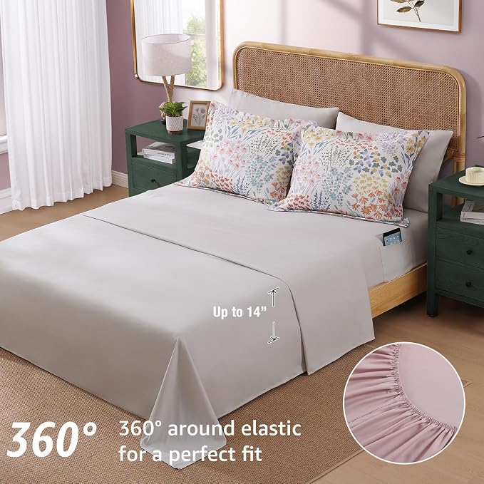 Full Size Comforter Sets - 7 Pieces Floral Bed in a Bag Full Bedding Set | All Season Botanical Flowers Comforter Set with Sheets, Pillowcases & Shams