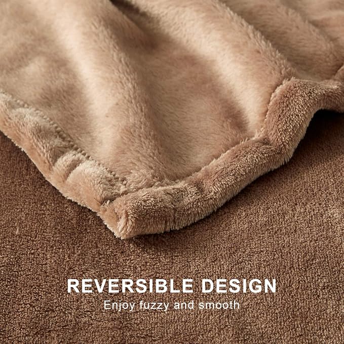 Hansleep King Camel Fleece Blanket, Soft Flannel Bed Blanket | Fuzzy Cozy Blanket 90x108 Inches, Multi-use for Bed, Sofa, Couch, Travel, Camping, All Season Warm Lightweight Cover