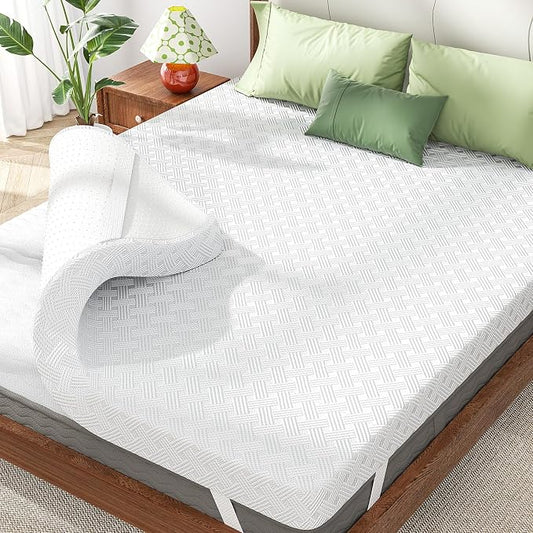 Twin Size Memory Foam Mattress Topper Bamboo Viscose for Pressure Relief | 3 inch Firm Mattress Pad DualSide, Back Support, 5-Zone Spinal Align, Removable Cover, Elastic Strap, CertiPUR-US Certified