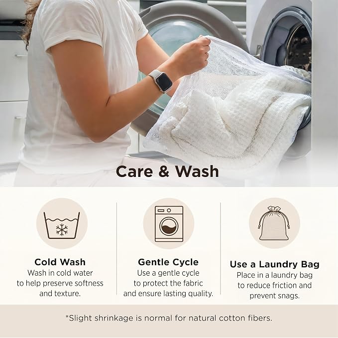 Bedsure 100% Cotton Blanket Queen Size for Bed - Cooling Breathable and Soft for Summer, Thick Cozy Waffle Weave Blanket Gifts for Women, White, 90x90 Inches (Pack of 3)