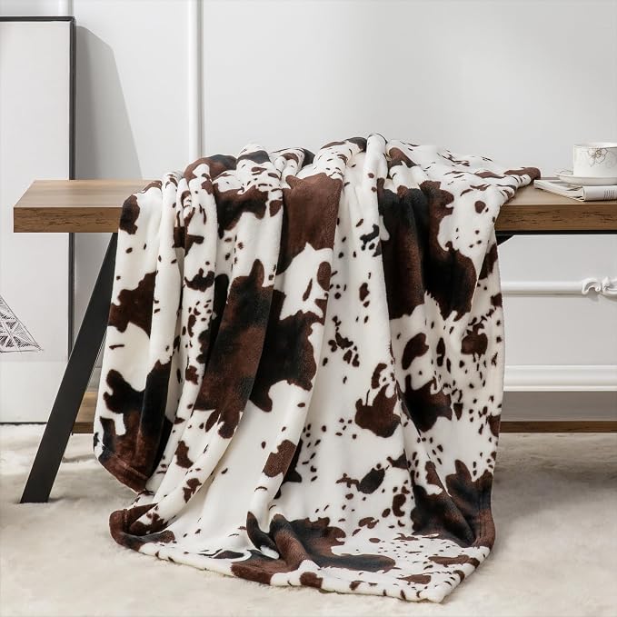 BEDELITE Fleece Blanket Soft Plush Twin Size Blanket Brown Cow 60"x80" | Ultra Soft Fleece, Plush Microfiber, Lightweight Warmth, All Season Comfort, Western Decor, Machine Washable, Couch Sofa Bed