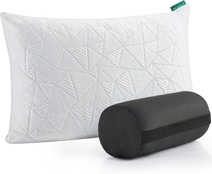 BETU Cooling Small Pillow for Travel & Camping, Adjustable Soft Support Pillow for Backpacking, Hiking Gear, Airplane, Breathable Shredded Memory Foam Pillows for Sleeping with Washable Cover