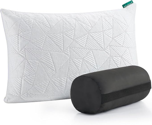 BETU Cooling Small Pillow for Travel & Camping, Adjustable Soft Support Pillow for Backpacking, Hiking Gear, Airplane, Breathable Shredded Memory Foam Pillows for Sleeping with Washable Cover