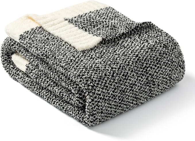 Snuggle Sac Soft Warm Bed Blanket Oversized Twin XL 66x90“, Super Soft Warm Blankets for Bed, Living Room, Luxurious Microfiber Blanket Dupes, Heather Black, 66x90 inches