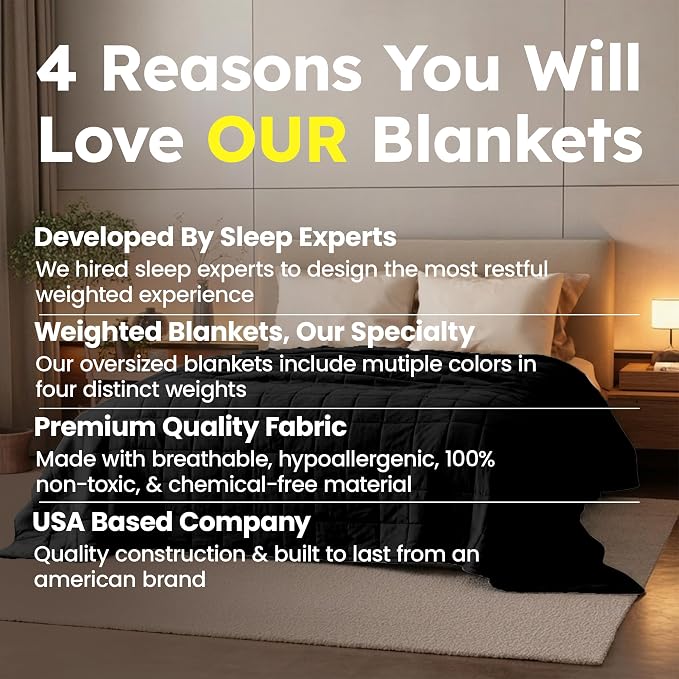 HomeSmart Queen Size Weighted Blanket 30 lbs - Breathable Ultra Soft Fabric | Evenly Distributed Medium Pressure Comforting Weight Stays Balanced, Generous Overhang, No Shifting Weight, Machine Washable