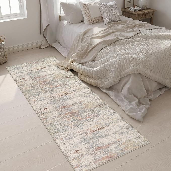 3x8 Washable Runner Rug：Modern Abstract Kitchen Soft Carpet Taupe | For Hallway, Bedroom, Kitchen, Laundry, Bathroom,Door Mat,Modern Abstract,Machine washable,Non-Slip,Stain Resistant,Indoor