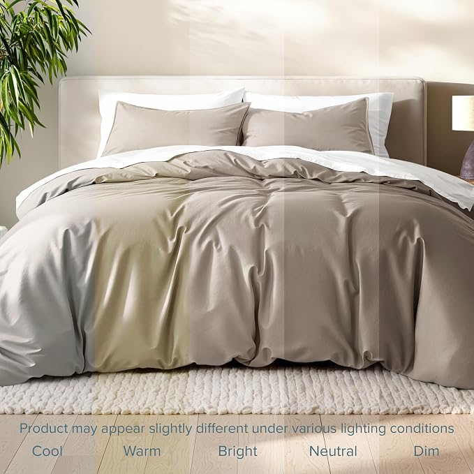 Bare Home Duvet Cover Set 1800 Ultra-Soft (King, Khaki) | Lightweight, Cooling, Breathable, Premium 1800 Ultra-Soft, All-Season