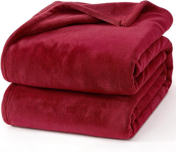 Hansleep Queen Red Fleece Blanket, Soft Flannel Bed Blanket | Fuzzy Cozy Blanket 90x90 Inches, Multi-use for Bed, Sofa, Couch, Travel, Camping, All Season Warm Lightweight Cover