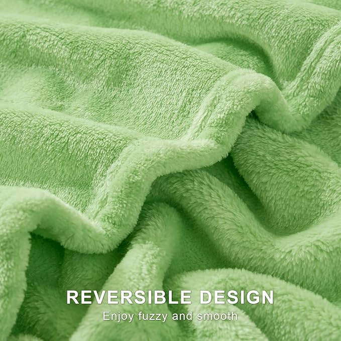 Hansleep Full Grass Green Fleece Blanket, Soft Flannel Bed Blanket | Fuzzy Cozy Blanket 84x90 Inches, Multi-use for Bed, Sofa, Couch, Travel, Camping, All Season Warm Lightweight Cover