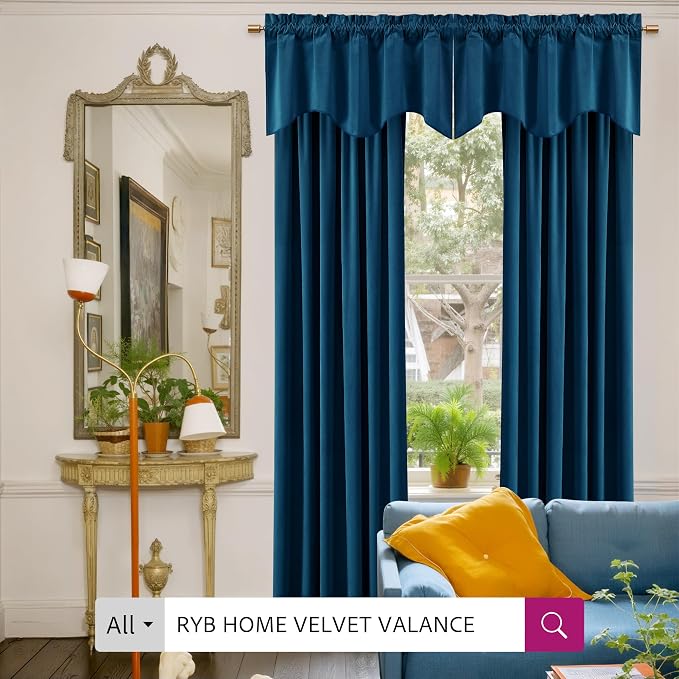 RYB HOME Blue Velvet Blackout Curtains for 84 inches Bedroom Living Room | Thermal Insulated, Privacy UV Block, Noise Reducing, Energy Saving, Luxury Window Decor for Kids, W52 x L84, Navy, 2 Panels
