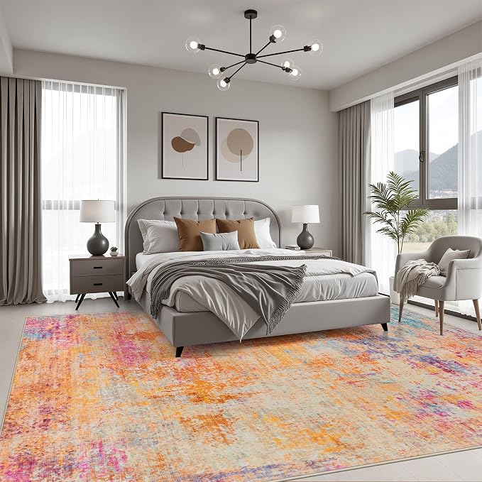 8x10 Area Rug Living Room: Modern Washable Soft Carpet Galaxy Haze | For Bedroom Dining Room Farmhouse Nursery Hallway Office,Modern Abstract,Machine washable,Non-Slip,Stain Resistant,Indoor