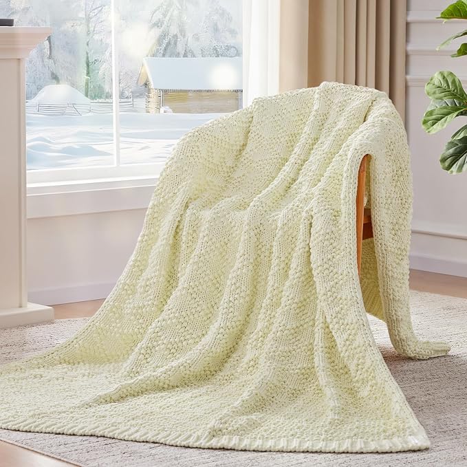 Anysay Knitted Weighted Blanket for Adult,Chunky Knit Throw 60''*80'' 20lbs | Cooling Weighted Blanket for Sleep Breathable Machine Washable Fall Heavy Blanket for Room Decor(Queen）
