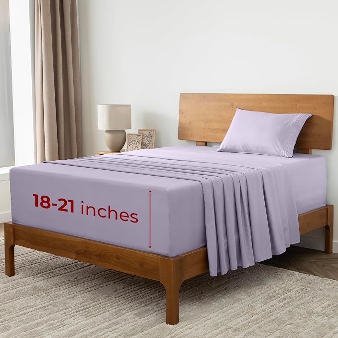 Mellanni Iconic 3-Piece, Ultra Soft Sheet Set (Twin, Lavender) | 10M+ Sleepers. Lab-tested: Sleeps Cool, Stays Bright, Strong, Smooth. Good Housekeeping Best Bedding, 7 yrs running.