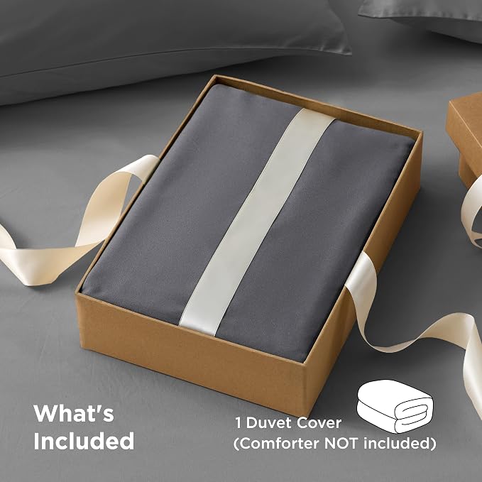 Bedsure Duvet Cover King Size, 1Pc Soft Double Brushed Bedding, Dark Grey | For Kids & Adults, 104"x90", Only 1 Comforter Cover, No Pillow Shams, Hotel Luxury, Breathable, Lightweight, Zipper Closure