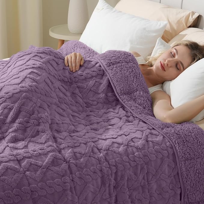 Ultra Soft Sherpa Weighted Blanket for Adults, 60"x80" 15lbs Heavy Blankets | Cozy Comfort for Relaxing Nights, Double-Sided Fluffy Sherpa & Fleece, Double Inner Layers-No Bead Bunching, Even Weight