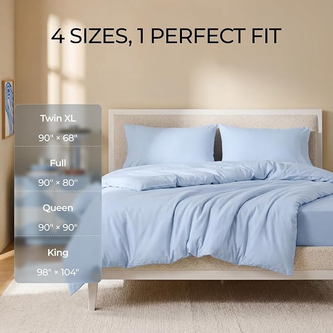 100% Cotton Duvet Cover Dust Mite Bed Bug Comforter Protector, Full | Zipper, Allergy Proof, Hypoallergenic Protection for Enhanced Freshness, Breathable Duvet Protector, Minimalist, Blue