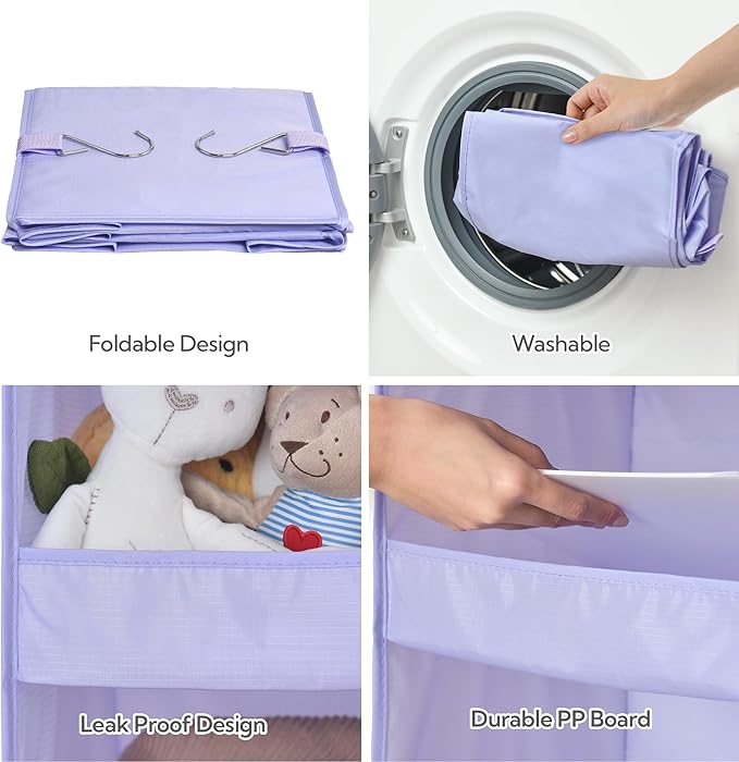 GRANNY SAYS 3-Shelf Hanging Closet Organizer, Foldable Storage, Purple | 33 lb Capacity, No-Sag Support, Keeps Clothes Neat, Folds Flat, Fits RV, Dorm & Small Closets, 2 Pack