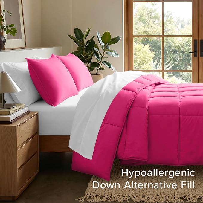 Bare Home Comforter Set - 1800 Ultra Soft (Twin/Twin XL, Pink) | All-Season, Breathable, Hypoallergenic, Premium 1800, Warm, Cozy