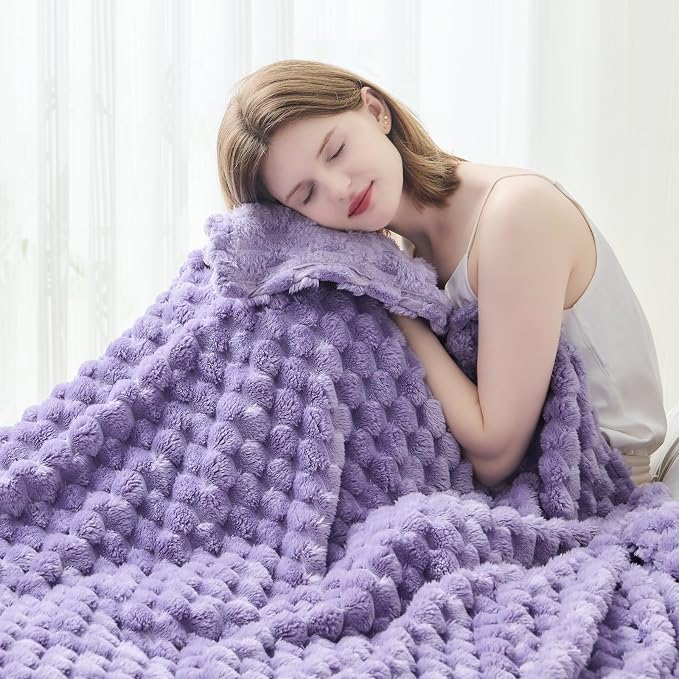 NEWCOSPLAY Fleece Clouds Cozy Throw Blanket for Couch, Lavender, 50"x60" | Premium Silky Flannel Blanket, Soft Lightweight Fluffy Throw Blanket for Bed Sofa Decor, Gift for All Season Use