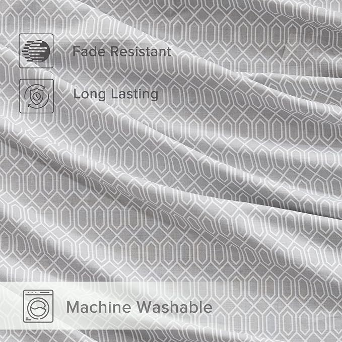 Comfort Spaces 100% Cotton Percale Sheets Twin XL Size 3 Pcs, Diamond Grey | Crisp, Cool & Breathable Bed Sheets, 12" Deep Pocket Fits Up to 14" Mattress, Lightweight, All Season Cozy, with Pillow Case