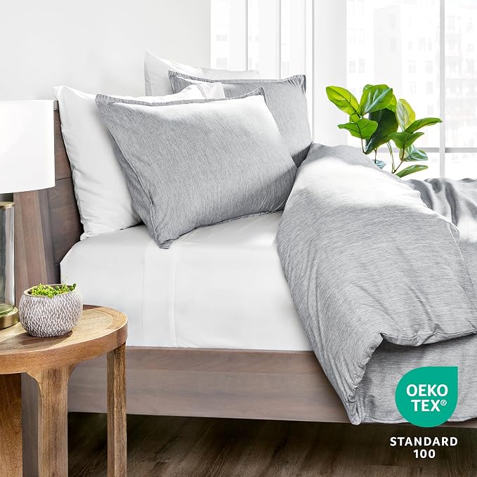 Bare Home Duvet Cover Set 1800 Ultra-Soft (Full, Heathered Pewter) | Lightweight, Cooling, Breathable, Premium 1800 Ultra-Soft, All-Season