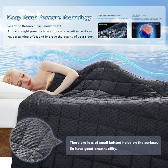 Weighted Blanket for Adults (15lbs 48"x72"), Minky Dots Heavy Blanket for 140-160lbs Sleeping, Soft, Cozy and Cooling Weighted Throw Blankets, Machine Washable, Grey