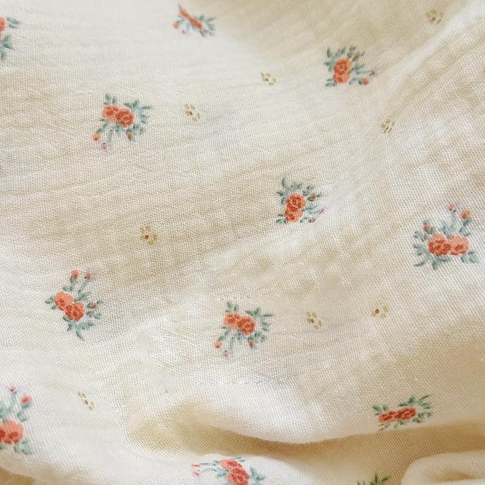 Muslin Cotton Duvet Cover Full Elegant Ruffles Duvet Covers Soft Breathable Comforter Cover Kids Adults Bedding Floral Quilted Cover, 79"x90", No Pillow/Pillow Cases
