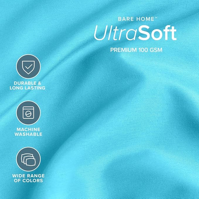 Bare Home Split King Sheet Set - 1800 Ultra-Soft (Split King, Aqua) | Deep Pockets 6 to 15 Inches, Breathable, Hypoallergenic, Hotel Luxury, Easy Fit, Soft, All-Season
