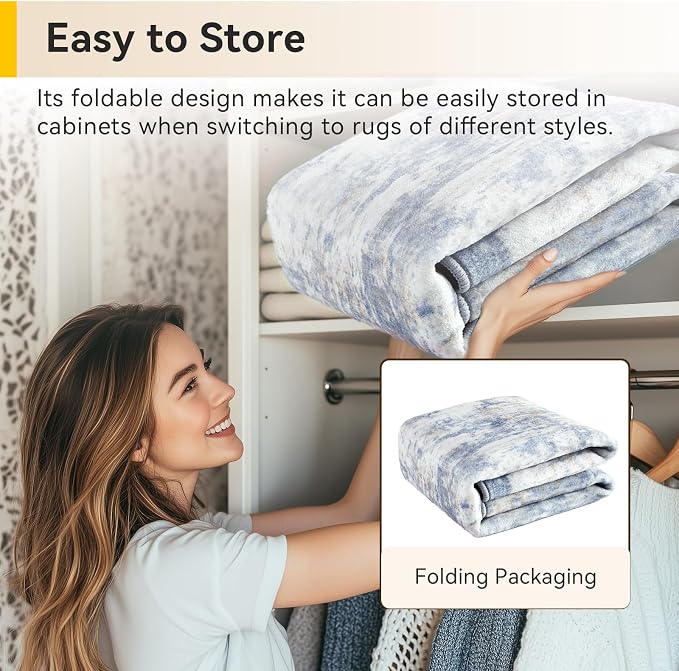 RELEANY Washable 8'x10' Abstract Area Rug for Living Room Light Blue | Carpet for Bedroom, Kitchen, Office, Hallway and Entryway, Printed Pattern, Non‑Slip, Soft, Stain‑Resistant, Easy to Clean